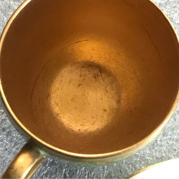 Coalport England Green Gold Gilt Embossed Trim Floral Demitasse Cup & Saucer Set - Picture 16 of 16